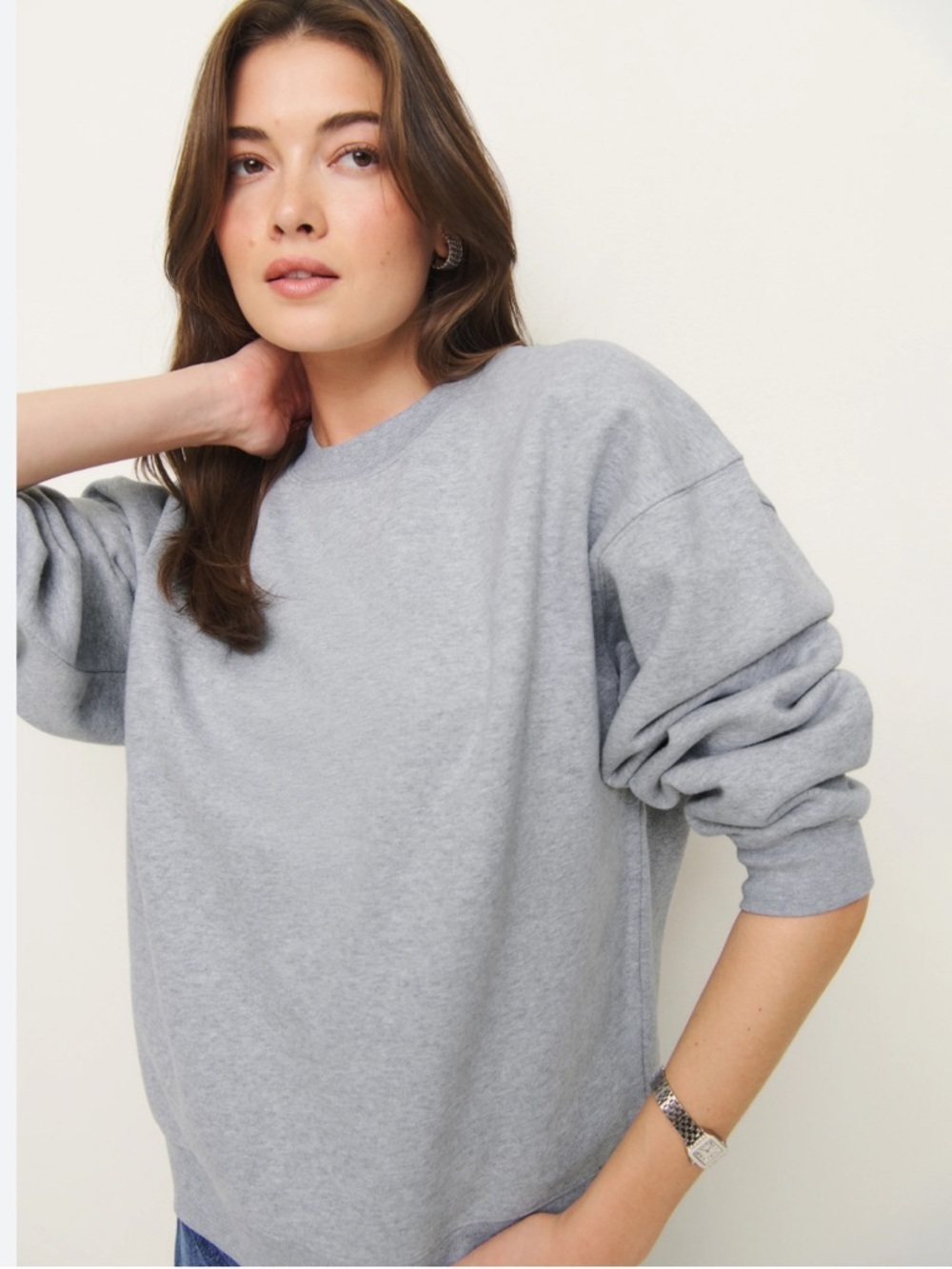 Reformation S Gray Emma Classic Crewneck Sweats